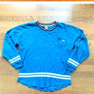Victoria’s Secret Pink light weight sweatshirt. Size medium teal/blue color.